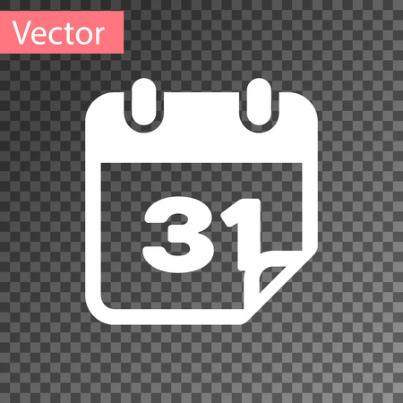 White Calendar icon isolated on transparent background. Vector Illustrationのイラスト素材