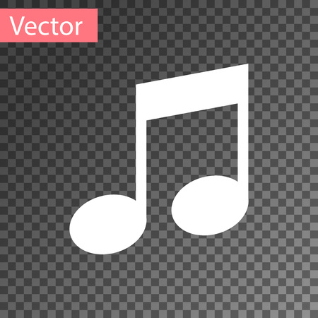 White Music note, tone icon isolated on transparent background. Vector Illustrationのイラスト素材