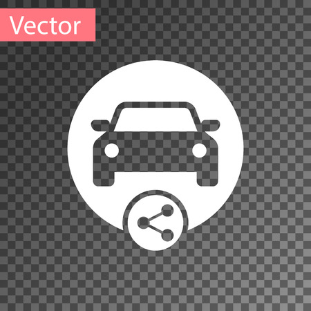 White Car sharing icon isolated on transparent background. Carsharing sign. Transport renting service concept. Vector Illustrationのイラスト素材