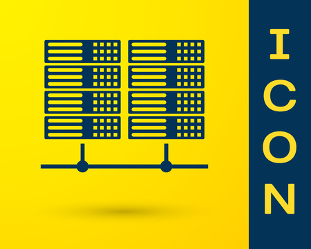 Blue Server, Data, Web Hosting icon isolated on yellow background. Vector Illustrationのイラスト素材