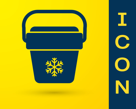 Blue Cooler bag icon isolated on yellow background. Portable freezer bag. Handheld refrigerator. Vector Illustrationのイラスト素材