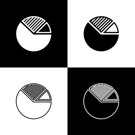 Set Pie chart infographic icons isolated on black and white background. Diagram chart sign. Line, outline and linear icon. Vector Illustrationのイラスト素材