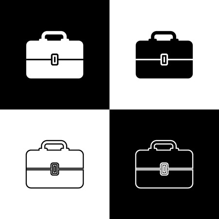 Set Toolbox icons isolated on black and white background. Tool box sign. Line, outline and linear icon. Vector Illustrationのイラスト素材