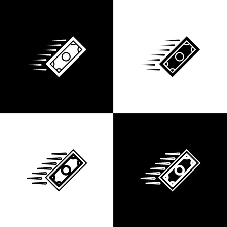 Set Fast payments icons isolated on black and white background. Fast money transfer payment. Financial services, fast loan, time is money, cash back concept. Vector Illustrationのイラスト素材