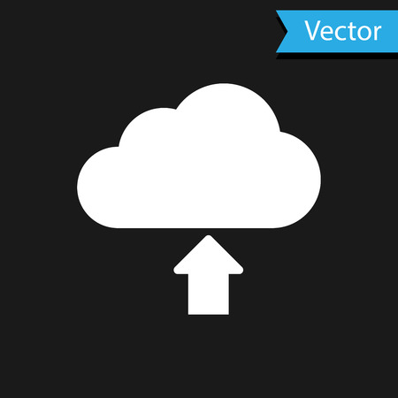 White Cloud download icon isolated on black background. Vector Illustrationのイラスト素材