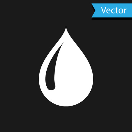 White Water drop icon isolated on black background. Vector Illustrationのイラスト素材