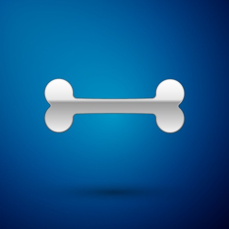 Silver Dog bone icon isolated on blue background. Pets food symbol. Vector Illustrationのイラスト素材