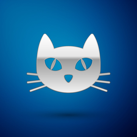 Silver Cat icon isolated on blue background. Vector Illustrationのイラスト素材