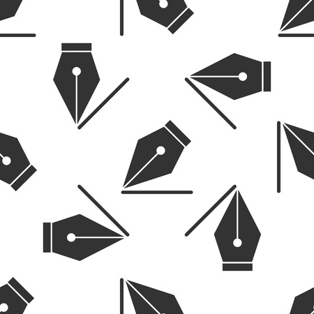 Grey Fountain pen nib icon isolated seamless pattern on white background. Pen tool sign. Vector Illustrationのイラスト素材