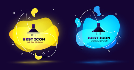 Black Kitchen extractor fan icon isolated on blue background. Cooker hood. Kitchen exhaust. Household appliance. Set of liquid color abstract geometric shapes. Vector Illustrationのイラスト素材