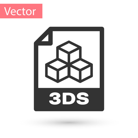 Grey 3DS file document icon. Download 3ds button icon isolated on white background. 3DS file symbol. Vector Illustrationのイラスト素材