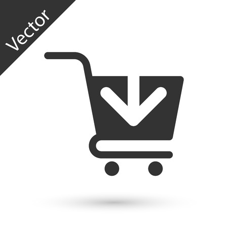 Grey Add to Shopping cart icon isolated on white background. Online buying concept. Delivery service sign. Supermarket basket symbol. Vector Illustrationのイラスト素材