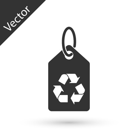 Grey Tag with recycle symbol icon isolated on white background. Banner, label, tag, logo, sticker for eco green. Vector Illustrationのイラスト素材