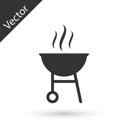 Grey Barbecue grill icon isolated on white background. BBQ grill party. Vector Illustrationのイラスト素材