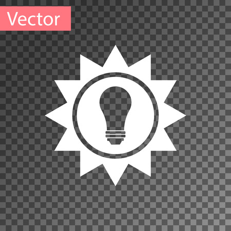 White Solar energy panel icon isolated on transparent background. Sun and light bulb. Vector Illustrationのイラスト素材