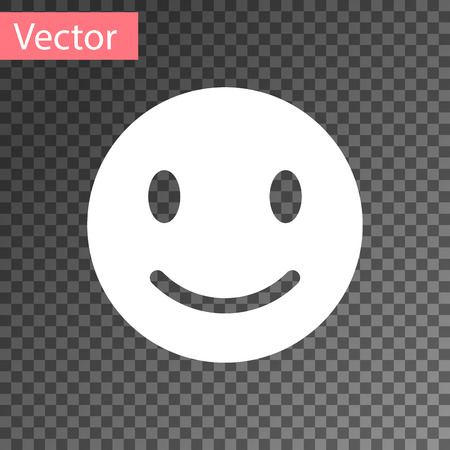 White Smile face icon isolated on transparent background. Smiling emoticon. Happy smiley chat symbol. Vector Illustrationのイラスト素材