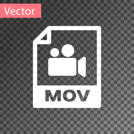 White MOV file document icon. Download mov button icon isolated on transparent background. MOV file symbol. Audio and video collection. Vector Illustrationのイラスト素材