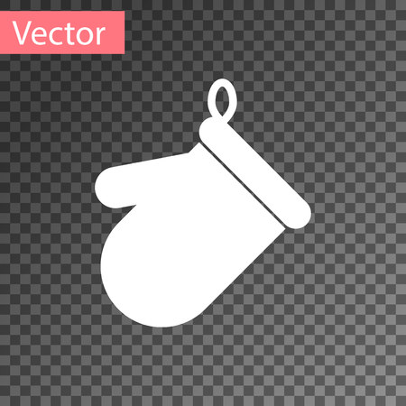 White Oven glove icon isolated on transparent background. Kitchen potholder sign. Cooking glove. Vector Illustrationのイラスト素材