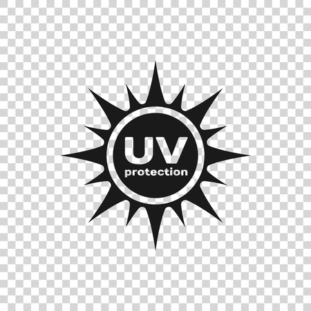 Grey UV protection icon isolated on transparent background. Ultra violet rays radiation. SPF sun sign. Vector Illustrationのイラスト素材