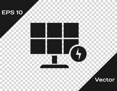 Grey Solar energy panel icon isolated on transparent background. Vector Illustrationのイラスト素材