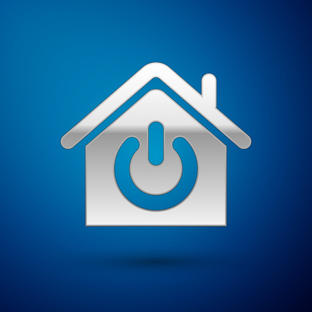 Silver Smart home icon isolated on blue background. Remote control. Vector Illustrationのイラスト素材