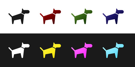 Set Dog icon isolated on black and white background. Vector Illustrationのイラスト素材