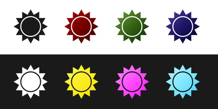 Set Sun icon isolated on black and white background. Vector Illustrationのイラスト素材