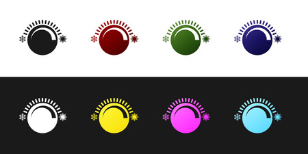 Set Thermostat icon isolated on black and white background. Temperature control. Vector Illustrationのイラスト素材