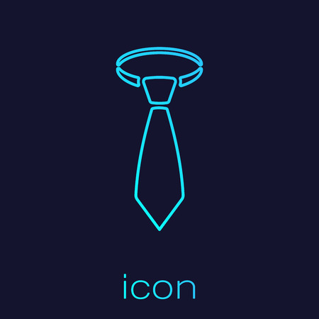 Turquoise Tie line icon isolated on blue background. Necktie and neckcloth symbol. Vector Illustrationのイラスト素材