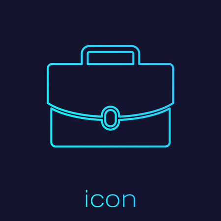 Turquoise Briefcase line icon isolated on blue background. Business case sign. Business portfolio. Vector Illustrationのイラスト素材