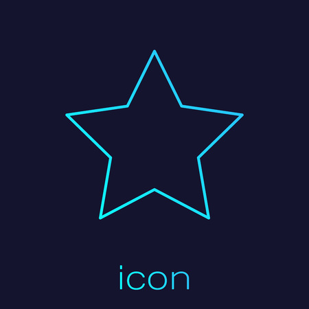 Turquoise Star line icon isolated on blue background. Favorite, best rating, award symbol. Vector Illustrationのイラスト素材