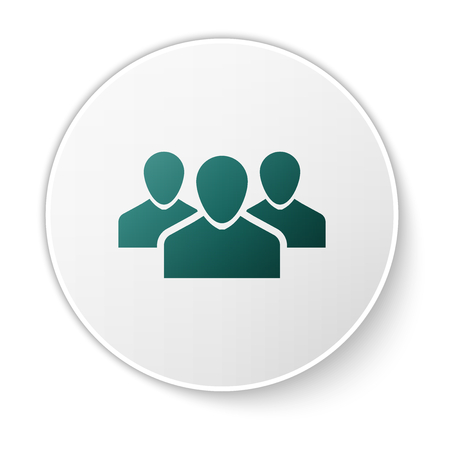 Green Users group icon isolated on white background. Group of people icon. Business avatar symbol - users profile icon. Green circle button. Vector Illustrationのイラスト素材