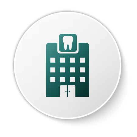 Green Dental clinic icon isolated on white background. Dentistry center symbol. Green circle button. Vector Illustrationのイラスト素材