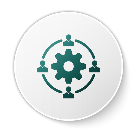 Green Outsourcing concept icon isolated on white background. Cooperation sign. Idea of teamwork and investment. Green circle button. Vector Illustrationのイラスト素材
