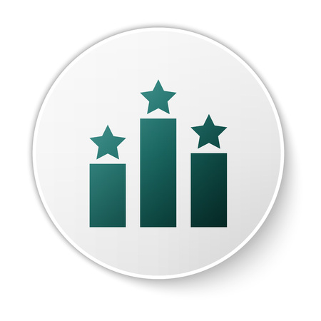 Green Ranking star icon isolated on white background. Star rating system. Favorite, best rating, award symbol. White circle button. Vector Illustrationのイラスト素材