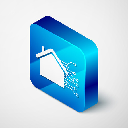 Isometric Smart home icon isolated on white background. Remote control. Blue square button. Vector Illustrationのイラスト素材