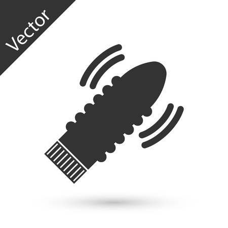 Grey Dildo vibrator for sex games icon isolated on white background. Sex toy for adult. Vaginal exercise machines for intimate.  Vector Illustrationのイラスト素材
