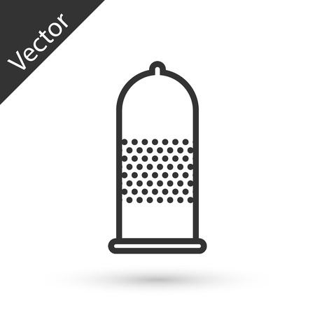 Grey Condom safe sex icon isolated on white background. Safe love symbol. Contraceptive method for male.  Vector Illustrationのイラスト素材