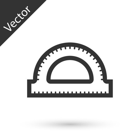 Grey Protractor grid for measuring degrees icon isolated on white background. Tilt angle meter. Measuring tool. Geometric symbol.  Vector Illustrationのイラスト素材