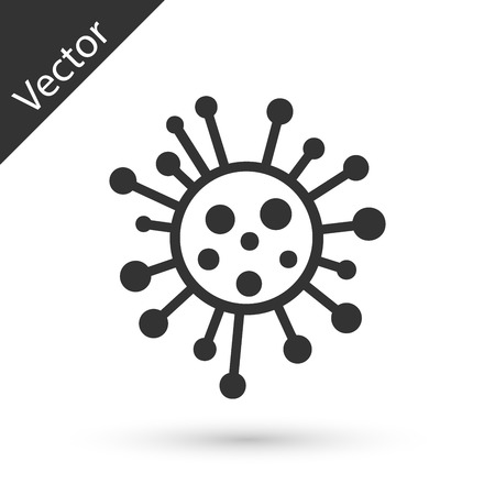 Grey Bacteria icon isolated on white background. Bacteria and germs, microorganism disease causing, cell cancer, microbe, virus, fungi.  Vector Illustrationのイラスト素材