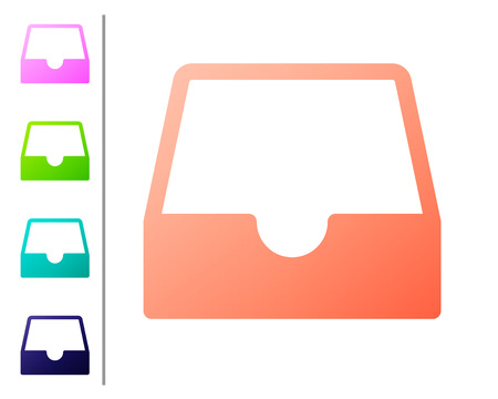 Coral Social media inbox icon isolated on white background. Social network element, symbol. Set icon in color buttons. Vector Illustrationのイラスト素材