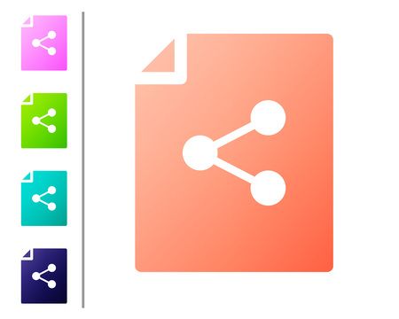 Coral Share file icon isolated on white background. File sharing. File transfer sign. Set color icons. Vector Illustrationのイラスト素材