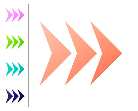 Coral Arrow icon isolated on white background. Direction Arrowhead symbol. Navigation pointer sign. Set color icons. Vector Illustrationのイラスト素材