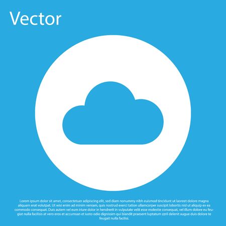 Blue Cloud icon isolated on blue background. White circle button. Flat design. Vector Illustrationのイラスト素材