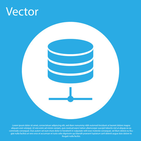 Blue Server, Data, Web Hosting icon isolated on blue background. White circle button. Flat design. Vector Illustrationのイラスト素材