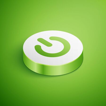 Isometric Power button icon isolated on green background. Start sign. Flat design. White circle button. Vector Illustrationのイラスト素材
