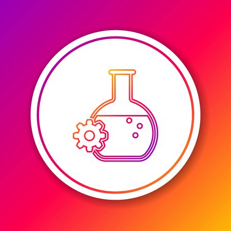 Color Bioengineering line icon isolated on color background. Element of genetics and bioengineering icon. Biology, molecule, chemical icon. Circle white button. Vector Illustrationのイラスト素材