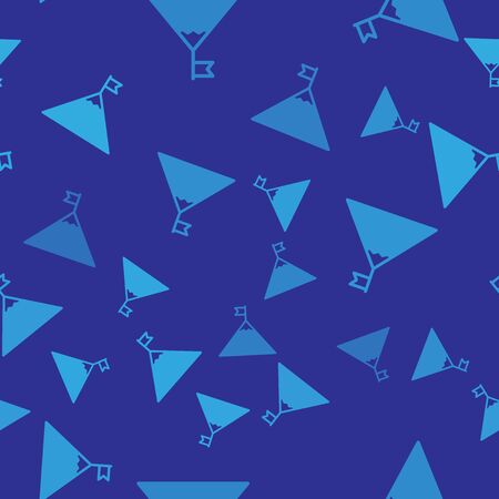 Blue Mountains and flag on top icon isolated seamless pattern on blue background. Symbol of victory or success concept. Vector Illustrationのイラスト素材