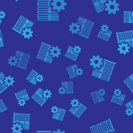 Blue Server setting icon isolated seamless pattern on blue background. Vector Illustrationのイラスト素材