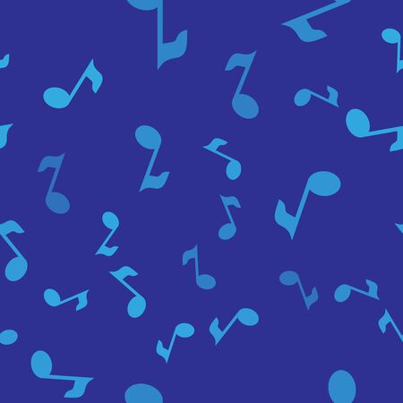 Blue Music note, tone icon isolated seamless pattern on blue background. Vector Illustrationのイラスト素材